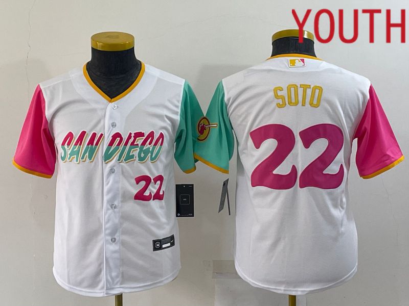 Youth San Diego Padres #22 Soto White City Edition Nike 2022 MLB Jerseys->youth mlb jersey->Youth Jersey